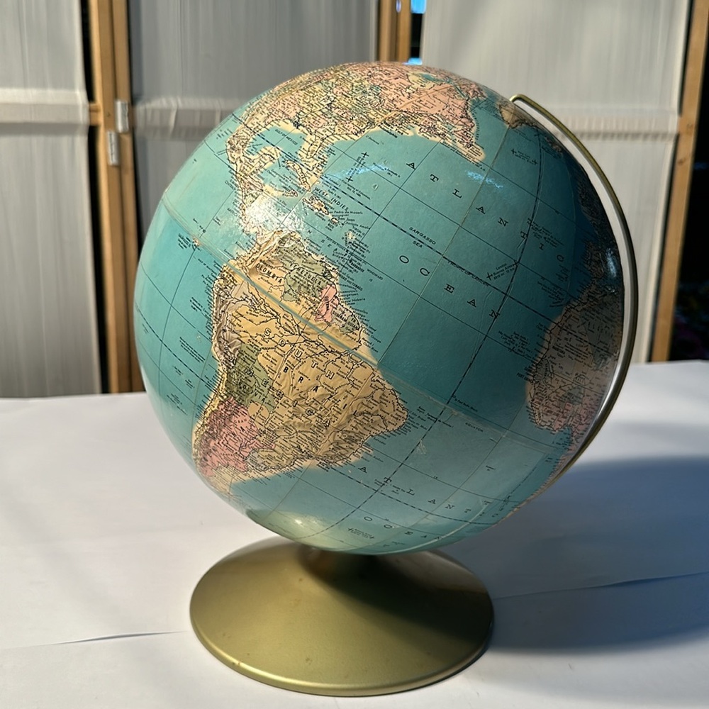 Rand Mcnally political topography raised relief globe Soviet Union Vintage